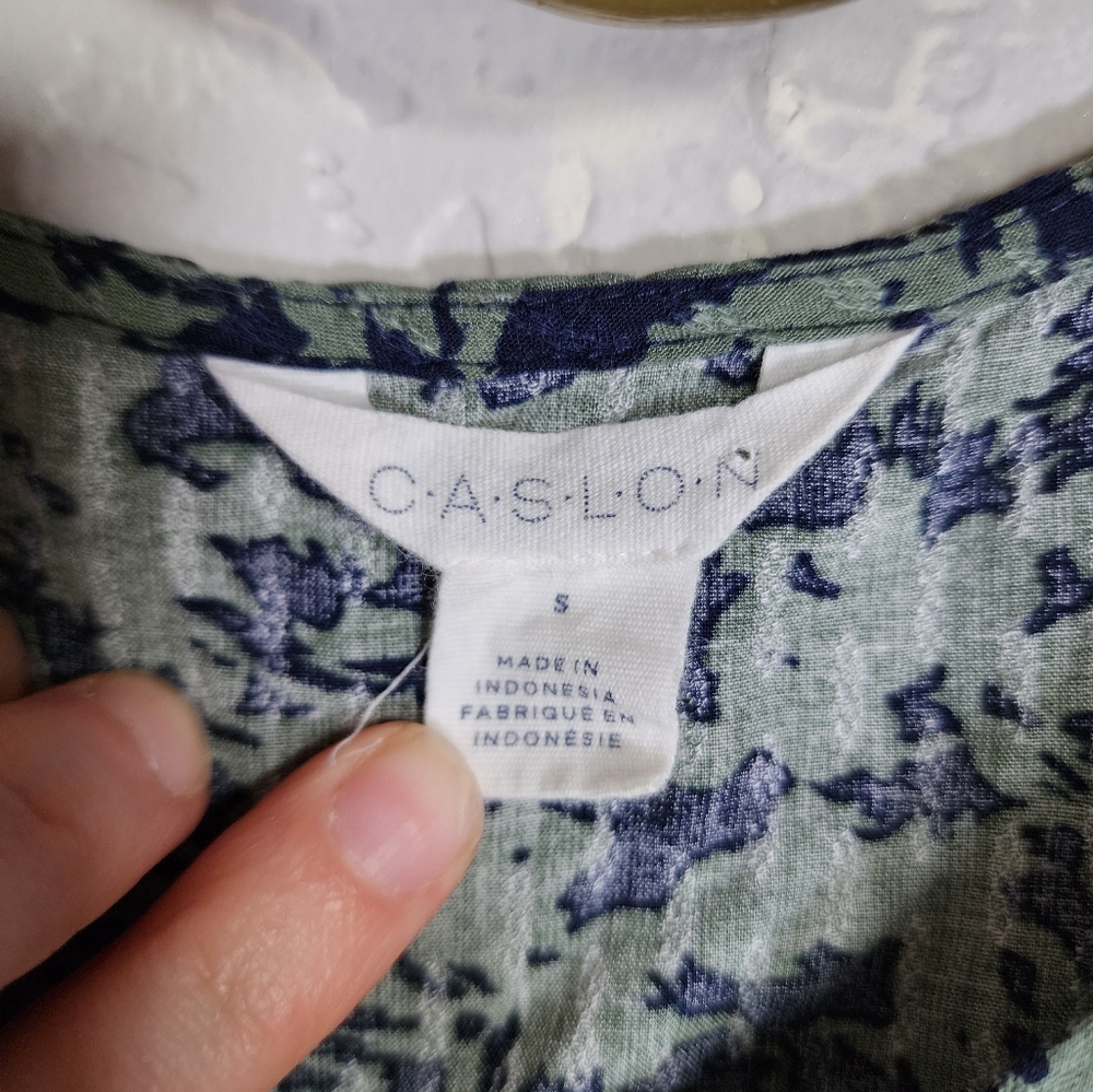 Caslon Popover Textured Flutter Sleeve Green Top Size Small - Picture 7 of 10